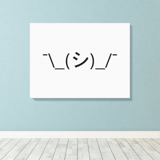 Oops Shrug Emoticon Count\_(シ)_/ Japanse Kaomoji Canvas Afdruk (Insitu (Houten vloer))