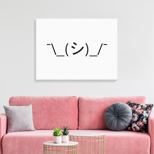 Oops Shrug Emoticon Count\_(シ)_/ Japanse Kaomoji Canvas Afdruk (Insitu (Woonkamer))