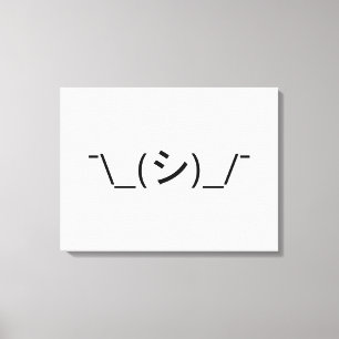 Oops Shrug Emoticon Count\_(シ)_/ Japanse Kaomoji Canvas Afdruk