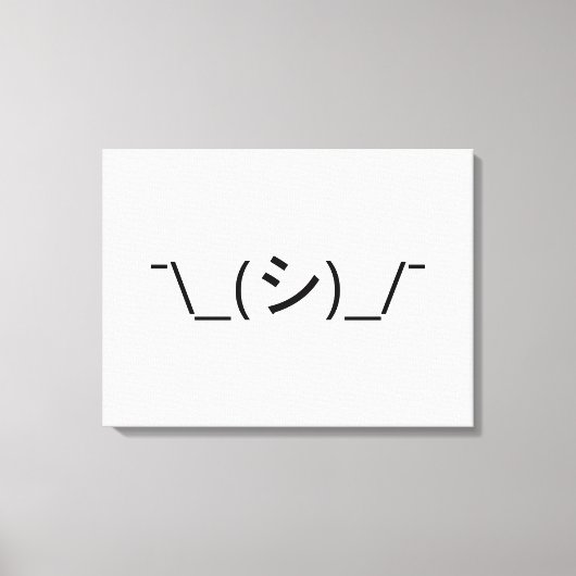 Oops Shrug Emoticon Count\_(シ)_/ Japanse Kaomoji Canvas Afdruk (Voorkant)