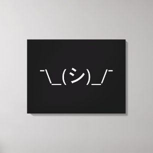 Oops Shrug Emoticon Count\_(シ)_/ Japanse Kaomoji Canvas Afdruk