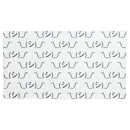 Oops Shrug Emoticon Count\_(シ)_/ Japanse Kaomoji Kussensloop (Voorkant-Links)