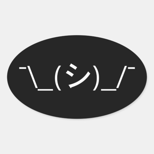 Oops Shrug Emoticon Count\_(シ)_/ Japanse Kaomoji Ovale Sticker (Voorkant)