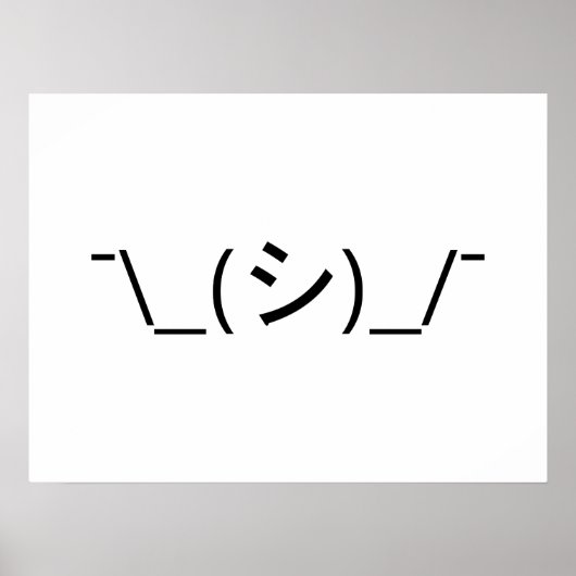 Oops Shrug Emoticon Count\_(シ)_/ Japanse Kaomoji Poster (Voorkant)