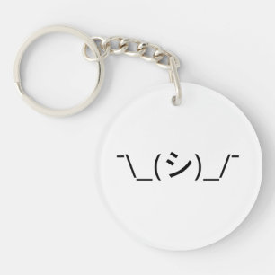 Oops Shrug Emoticon Count\_(シ)_/ Japanse Kaomoji Sleutelhanger