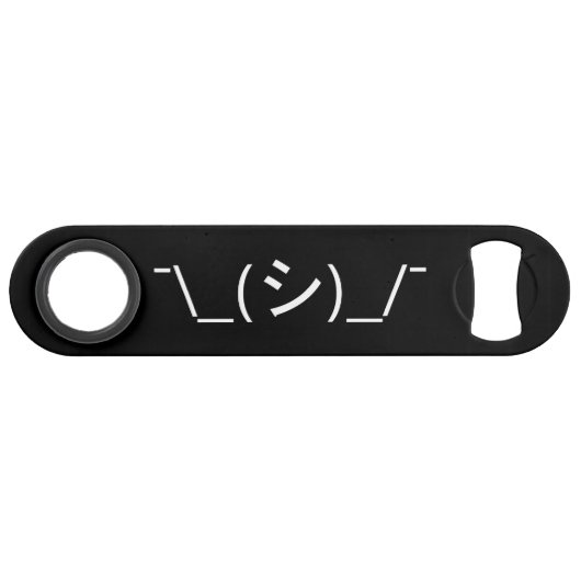 Oops Shrug Emoticon Count\_(シ)_/ Japanse Kaomoji Speed Flessenopener (Voorkant (Horizontaal))
