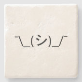 Oops Shrug Emoticon Count\_(シ)_/ Japanse Kaomoji Stenen Onderzetter (Voorkant)