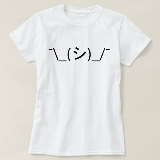 Oops Shrug Emoticon Count\_(シ)_/ Japanse Kaomoji T-shirt (Design voorkant)