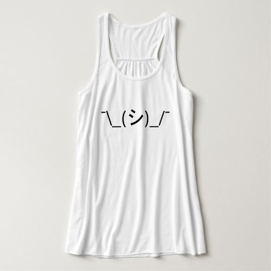 Oops Shrug Emoticon Count\_(シ)_/ Japanse Kaomoji Tanktop (Design voorkant)