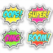 OOPS Super OMG Boom Burst Pop Art 4" Vinyl Sticker (Voorkant)