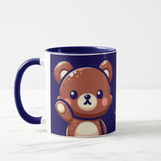 Oops Teddy Bear Coffee Mug with Heart | Cute Blue  Mok (Links)