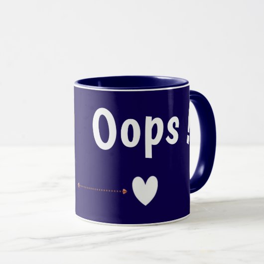 Oops Teddy Bear Coffee Mug with Heart | Cute Blue  Mok (Voorkant rechts)
