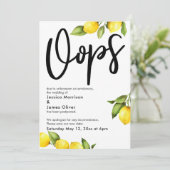 Oops Waterverf Lemons Postponed Wedding Kaart (Staand voorkant)