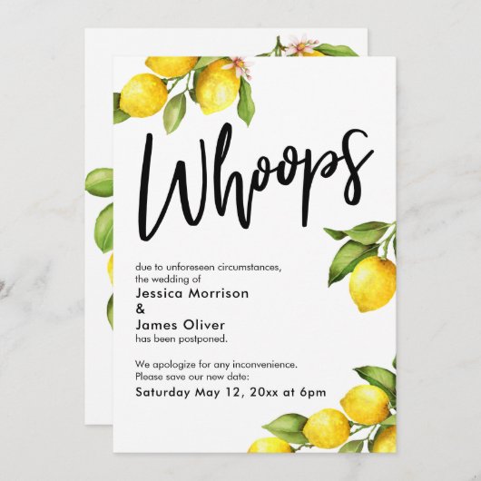 Oops Waterverf Lemons Postponed Wedding Kaart (Voorkant / Achterkant)