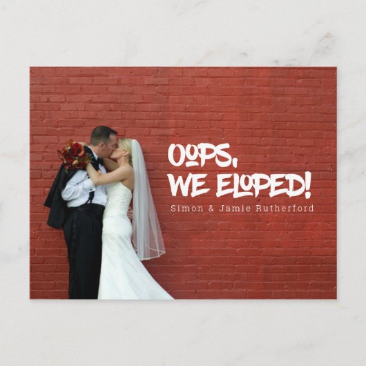 Oops We hebben de aankondiging van het fotohuwelij (Voorkant)