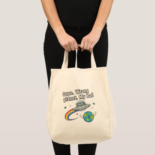 Oops. Wrong planet. My bad Tote Bag (Voorkant (product))