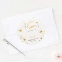 Oopsie Daisy Minimalistische Baby Shower  Ronde Sticker