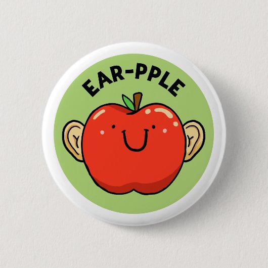 Oor-appel Fruit Appel Pun Button Pin (Voorkant)