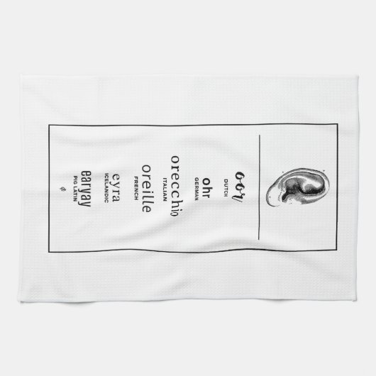 Oor in verschillende talen theedoek (Horizontaal)