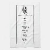 Oor in verschillende talen theedoek (Verticaal)