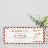 Oor piercing Kerstcadeaubon Voucher Kaart (Staand voorkant)
