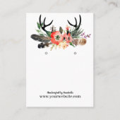 Oorbel Display Kaart · Boho Feather Floral Antlers Visitekaartje (Voorkant)