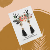 Oorbel Display Kaart · Boho Feather Floral Antlers Visitekaartje
