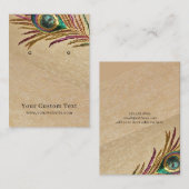 Oorbel Display Kaart · Borduurwerk Peacock Feather Visitekaartje (Voorkant / Achterkant)