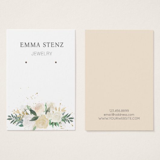 Oorbel display Kaart · Elegante pastelbloem (Voorkant /achterkant)