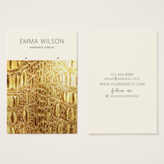 Oorbel Display Kaart · Gouden Lederen Textuur (Voorkant /achterkant)