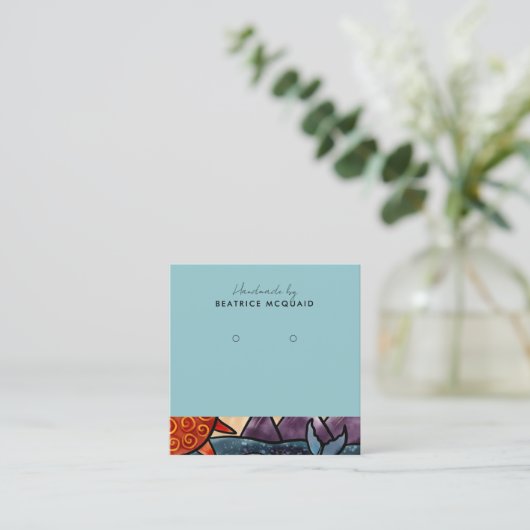 Oorbel Display Kaart | Kustwalvis van de Waterverf Vierkante Visitekaartje (Staand voorkant)