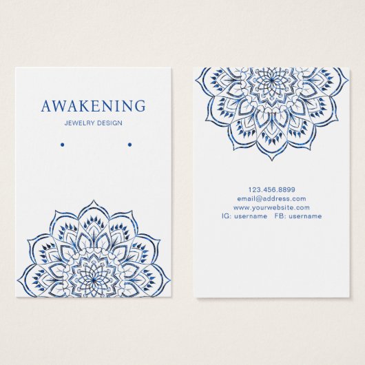 Oorbel Display Kaart · Metallic Blue Mandala (Voorkant /achterkant)