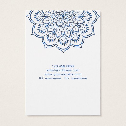 Oorbel Display Kaart · Metallic Blue Mandala (Achterkant)