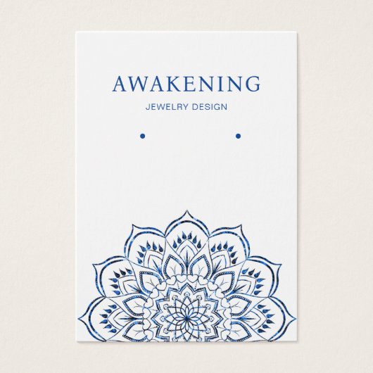 Oorbel Display Kaart · Metallic Blue Mandala (Voorkant)