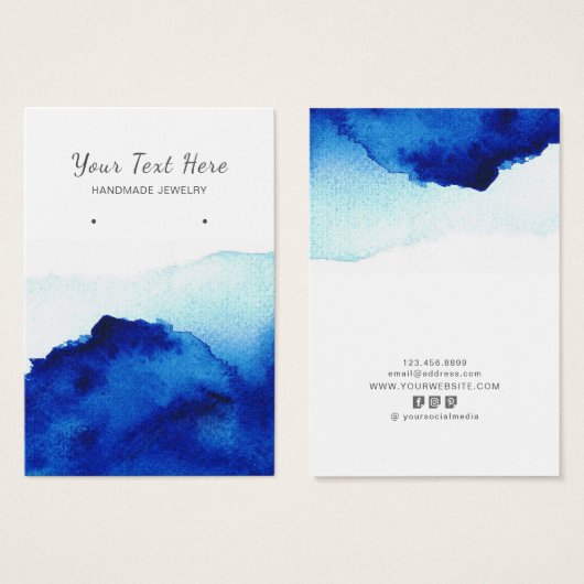 Oorbel Display Kaart · Waterverf Indigo Blue (Voorkant /achterkant)