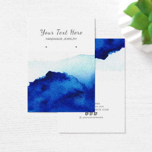 Oorbel Display Kaart · Waterverf Indigo Blue (Bureau)