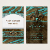 Oorbel Display Kaarten Schattige Zebra Fleur de Li Visitekaartje (Voorkant /achterkant)