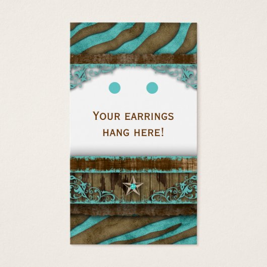 Oorbel Display Kaarten Schattige Zebra Star Wester Visitekaartje (Voorkant)