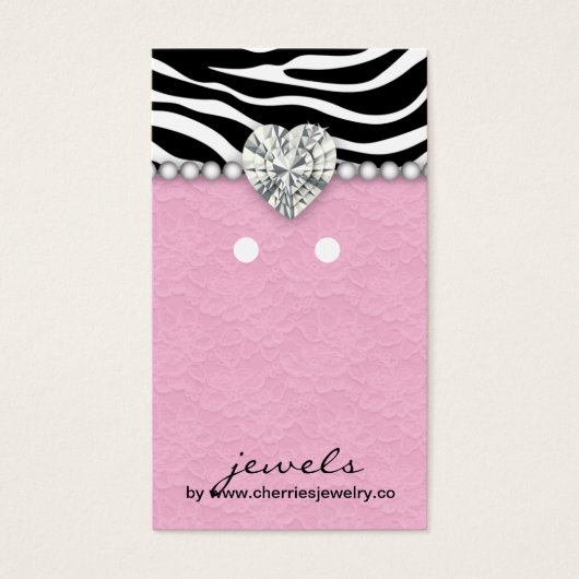 Oorbel Display Kaarten Schattigee Zebra Kant Siera Visitekaartje (Voorkant)