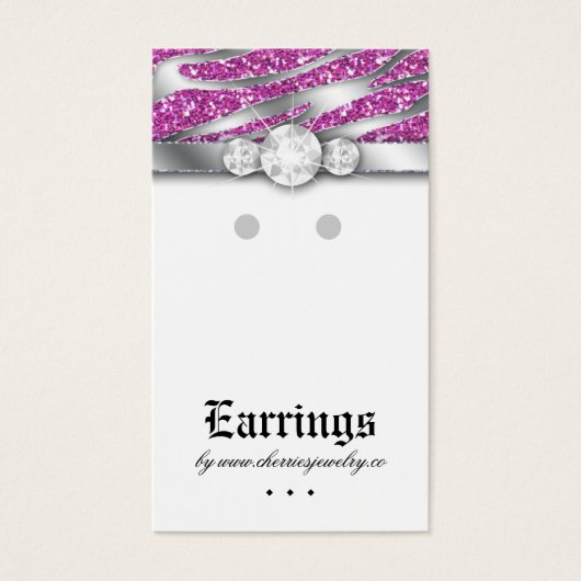 Oorbel Display Kaarten Schattigee Zebra Sparkle Si Visitekaartjes (Voorkant)
