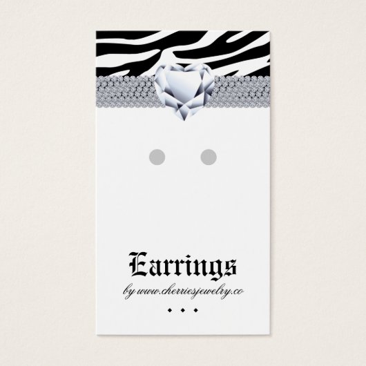 Oorbel Display Kaarten Zebra hart sieraden Visitekaartjes (Voorkant)