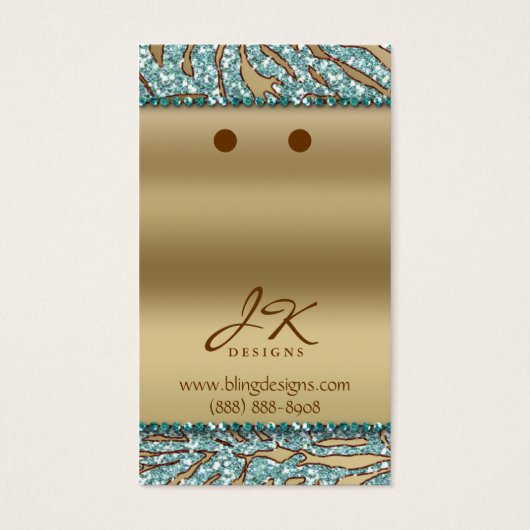 Oorbel Display Kaarten Zebra kroonluchter sieraden Visitekaartje (Voorkant)