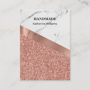 Oorbel Display Roze Goud Glitter   Marmer Visitekaartje