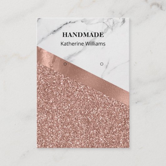 Oorbel Display Roze Goud Glitter | Marmer Visitekaartje (Voorkant)