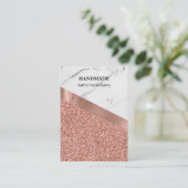 Oorbel Display Roze Goud Glitter | Marmer Visitekaartje (Staand voorkant)