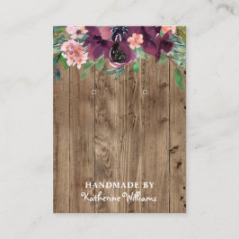 Oorbel Display| Rustiek Hout & Bourgondische Water Visitekaartje