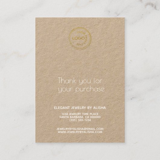 Oorbel Display Voeg uw Logo Kraft toe Visitekaartje (Achterkant)