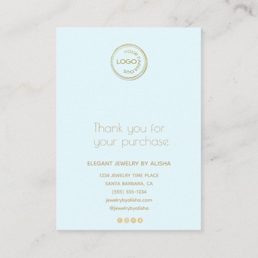 Oorbel Display Voeg uw Logo toe Lichtblauw Visitekaartje (Achterkant)