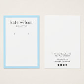 Oorbel houder pastel blauwe rand visitekaartje (Voorkant /achterkant)