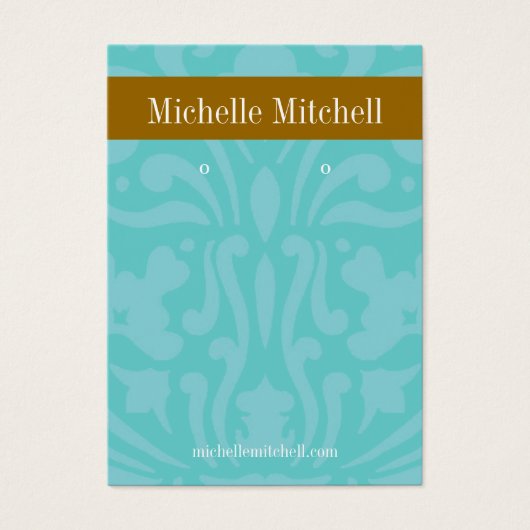 Oorbel houder - Visitekaartje blauw bruin (Voorkant)